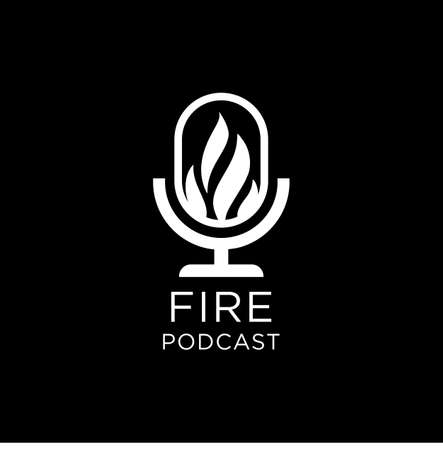 podcast fire logo design vector icon symbolのイラスト素材