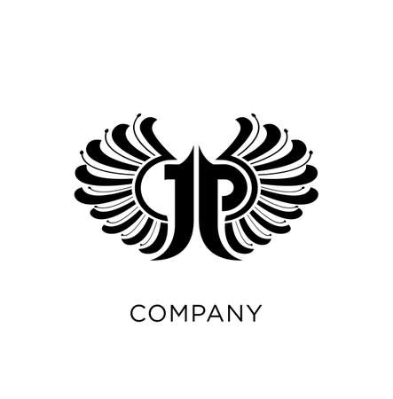 jp shield wing logo design vector icon symbolのイラスト素材