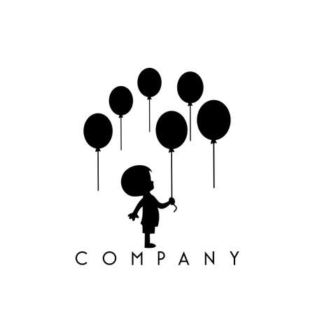 child and balloon logo design vector icon symbolのイラスト素材