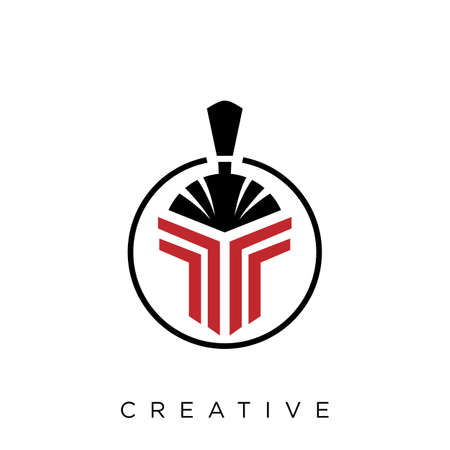 ff spartan helmet logo design vector icon symbol luxuryのイラスト素材