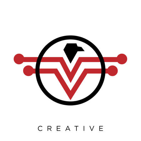 vv hawk techno  logo design vector icon symbolのイラスト素材