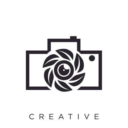 camera leaf logo design vector icon symbol simpleのイラスト素材