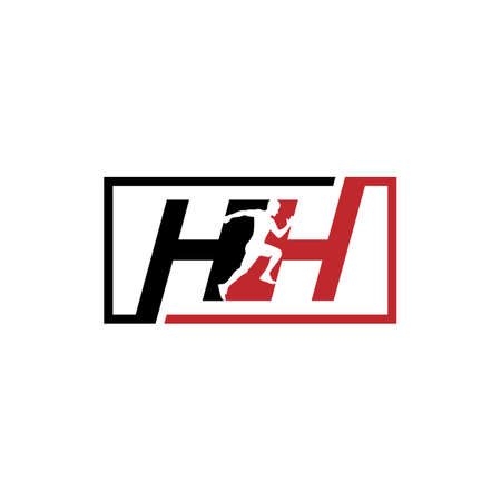 hh run logo design vector iconのイラスト素材