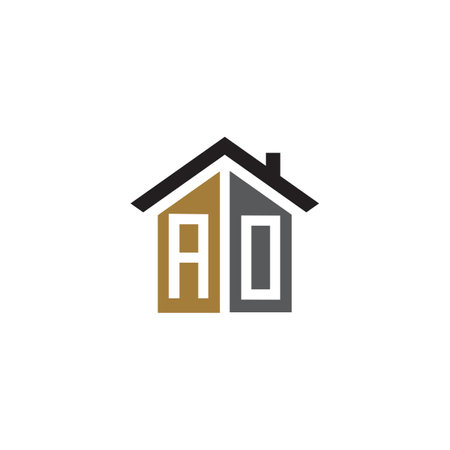 ao home logo design vector luxuryのイラスト素材