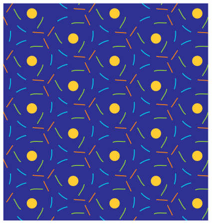 lively decorative pattern with lines, dots and bright colors. seamless doodle illustration...