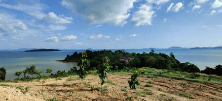 A panoramic view of the coastline of the island in Thailand
