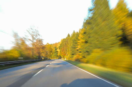 Dangerous situation in traffic during autumnの写真素材