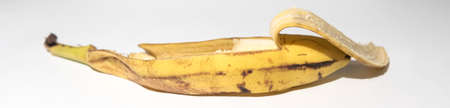 Realistic picture of half eaten bananaの写真素材