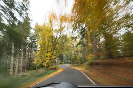 danger situation on slippy autum road