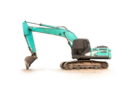 Excavator on a white background with clipping pathの写真素材