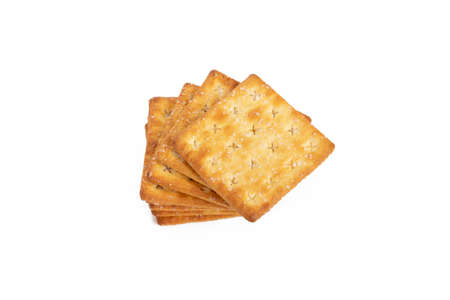crackers sprinkled with sugar isolated on white background . healthy whole wheat cracker
