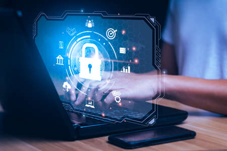 cybersecurity security concept Protecting digital assets from hacks, attacks, implementing...