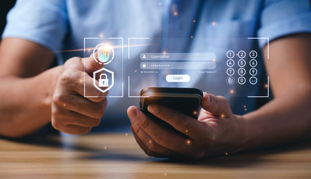 Fingerprint authentication and login technology. technology cyber security system and prevent hacker...