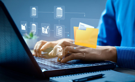 Document Management System concept. Enterprise content management, Digital asset management,...