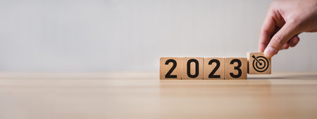 Start new year 2023 with goal plan, goal concept, action plan, strategy, new year business vision....