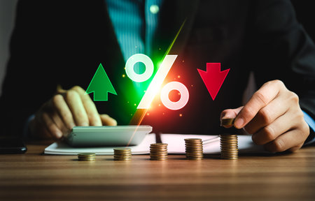 Investors calculate variable interest rates according to benchmarks. Offers flexibility but carries risk. market conditions is crucial for effective financial management. financial business strategyの写真素材