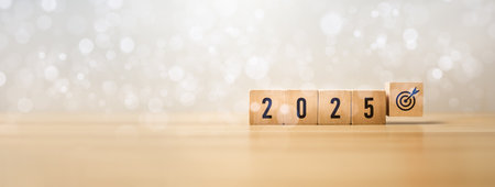 business goals and trends 2025. analytical businessperson planning business growth, strategy digital marketing, profit income, economy, stock market trends and business, technical analysis strategyの写真素材
