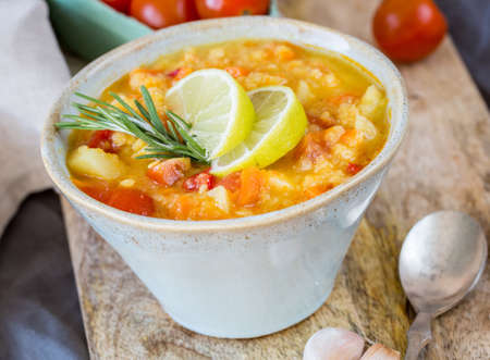 Carrot and lentil soupの写真素材