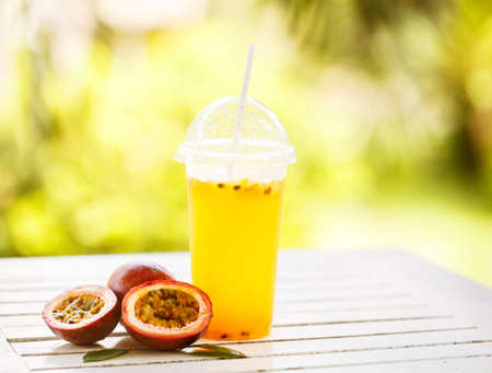 Passion fruit smoothie by fresh ingredientsの写真素材