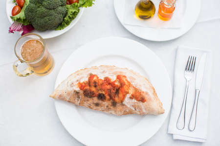 Italian bread calzone restaurantの写真素材