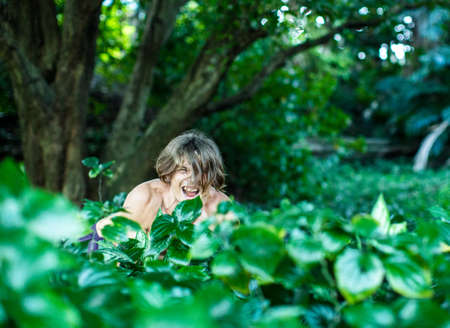 Lost in the jungle screaming manの写真素材