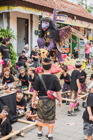 UBUD, BALI - MARCH 8: Unidentified people during the celebration of Nyepi - Balinese Day of Silence on March 8, 2016 in Ubud, Bali, Indonesia. The day following Nyepi is also celebrated as New year.のeditorial素材