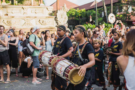 UBUD, BALI - MARCH 8: Unidentified people during the celebration of Nyepi - Balinese Day of Silence on March 8, 2016 in Ubud, Bali, Indonesia. The day following Nyepi is also celebrated as New year.のeditorial素材