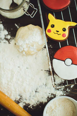 St. Petersburg, Russia - August 4, 2016 Editorial image: Fan Art Pikachu and Pokebol gingerbread on...