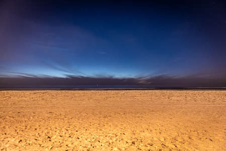 View from beach at night with starsの写真素材
