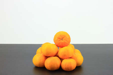 Bunch of mandarin oranges isolatedの写真素材