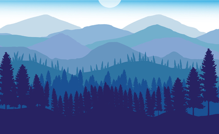 The moonlight shines at night.のイラスト素材