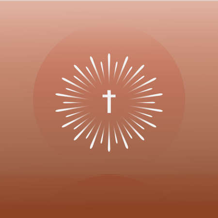 Christian Cross icon on white round vector buttonのイラスト素材