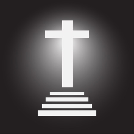 Christian Cross icon on white round vector buttonのイラスト素材