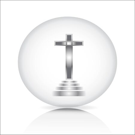 Christian Cross icon on white round vector buttonのイラスト素材