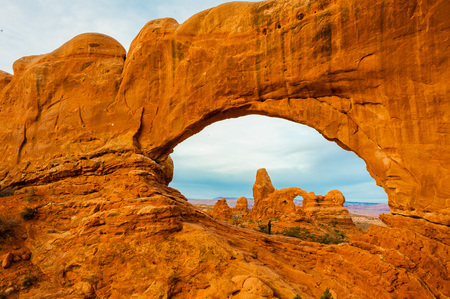 Arches National Park in Utah is stunning. The rock formations are so impressive and are still evolving.の写真素材