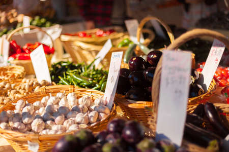 Fresh produce on organic marketの写真素材