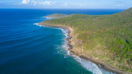 Drone photograph of the coastline of Noosa Heads, Queensland Australiaのeditorial素材