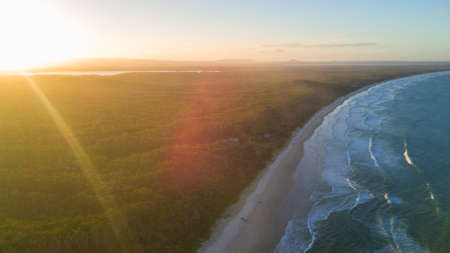 Drone photograph of the coastline of Noosa Heads, Queensland Australiaのeditorial素材