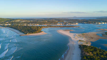 Drone photograph of the coastline of Noosa Heads, Queensland Australiaのeditorial素材