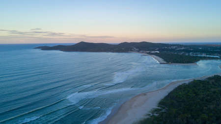 Drone photograph of the coastline of Noosa Heads, Queensland Australiaのeditorial素材
