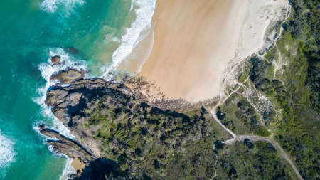 Drone photograph of the coastline of Noosa Heads, Queensland Australia