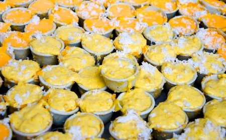 Traditional Thai Dessert Khanom Tan  Toddy Palm Cake  in small cup