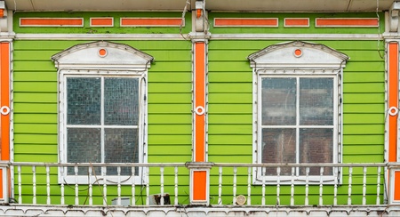 Old window with balconyの写真素材