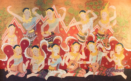 beautiful of ancient art  thai fabric paintingのeditorial素材