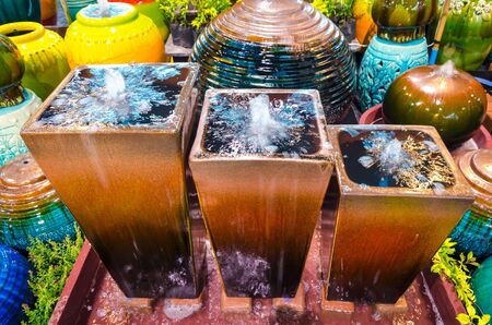 decorative water fountain jarの写真素材