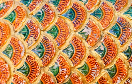 Thai traditional wall texture on buddhist templeの写真素材