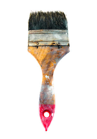 3 inches old unwashed paint brush isolated on white backgroundの写真素材