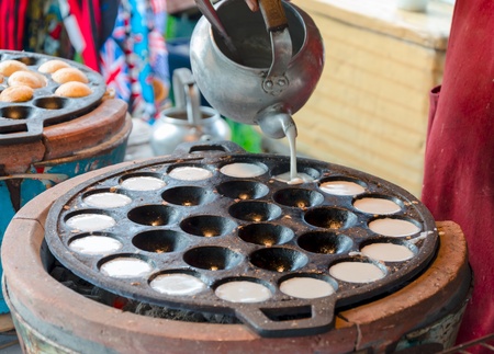 Thai Grilled Coconut-Rice Pancakes (Kanom Krok)の写真素材