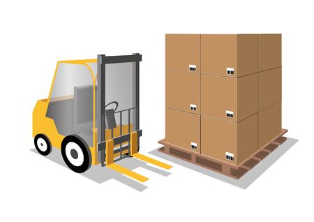 illustration of forklift with storage boxesのイラスト素材