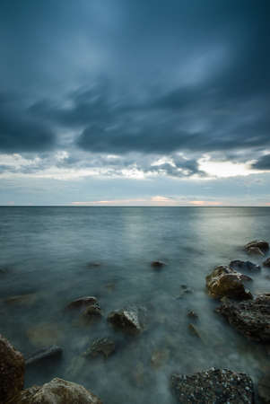 Sea rainy dayの写真素材